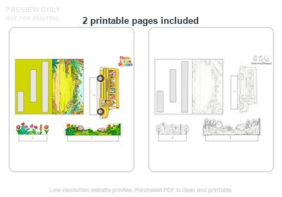 Low-resolution preview of Dino Bus Jungle Adventure 3D Color, Cut & Paste Craft