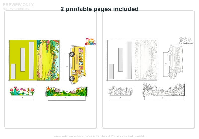 Low-resolution preview of Dino Bus Jungle Adventure 3D Color, Cut & Paste Craft