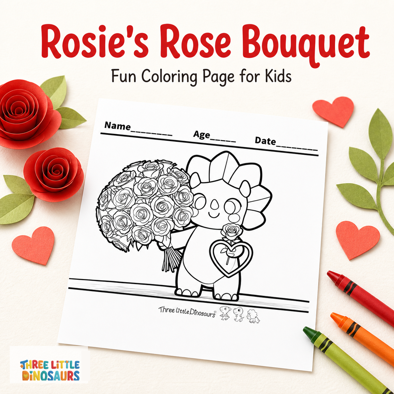 Rosie's Rose Bouquet Valentine's Day Coloring Page