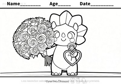 Low-resolution preview of Rosie's Rose Bouquet Valentine's Day Coloring Page