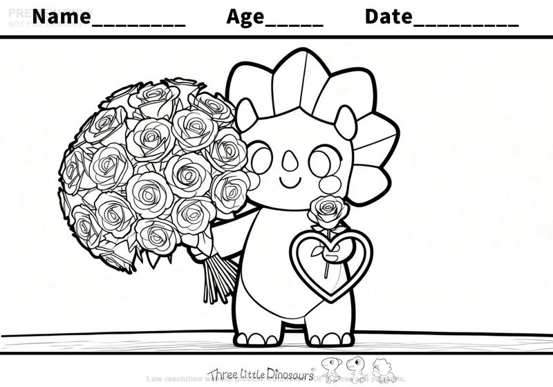 Low-resolution preview of Rosie's Rose Bouquet Valentine's Day Coloring Page