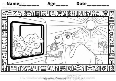 Low-resolution preview of Dino Train To Egypt Coloring Page