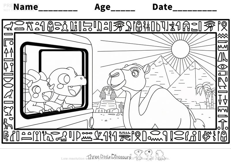 Low-resolution preview of Dino Train To Egypt Coloring Page