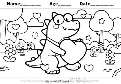 Low-resolution preview of Rocky's Dino Valentine Coloring Page
