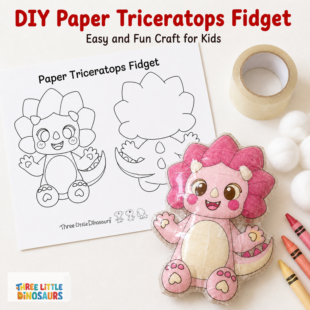 DIY Paper Triceratops Fidget Craft