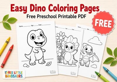 Free Easy Dinosaur Coloring Pages for Preschool PDF