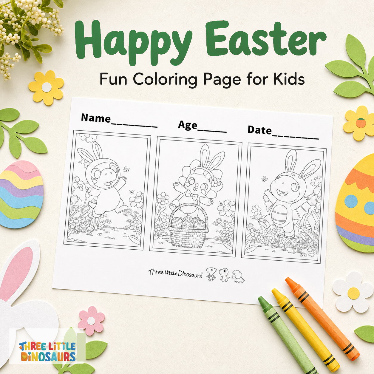 Happy Easter Coloring Page for Kids