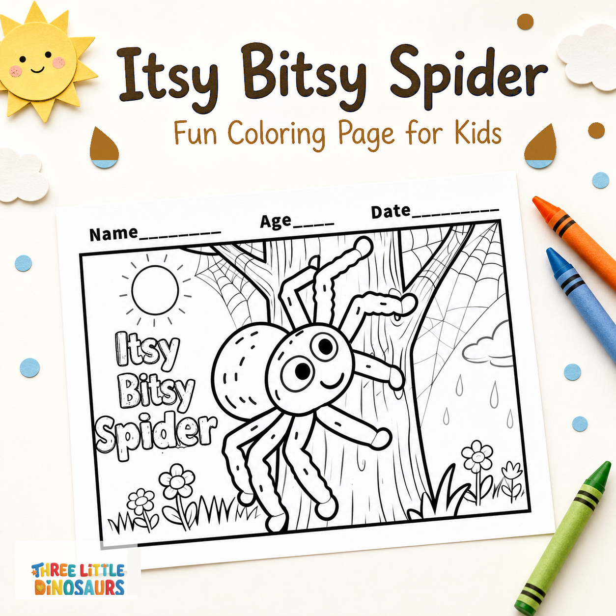 Itsy Bitsy Spider Nursery Rhyme Coloring Page