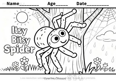Low-resolution preview of Itsy Bitsy Spider Nursery Rhyme Coloring Page
