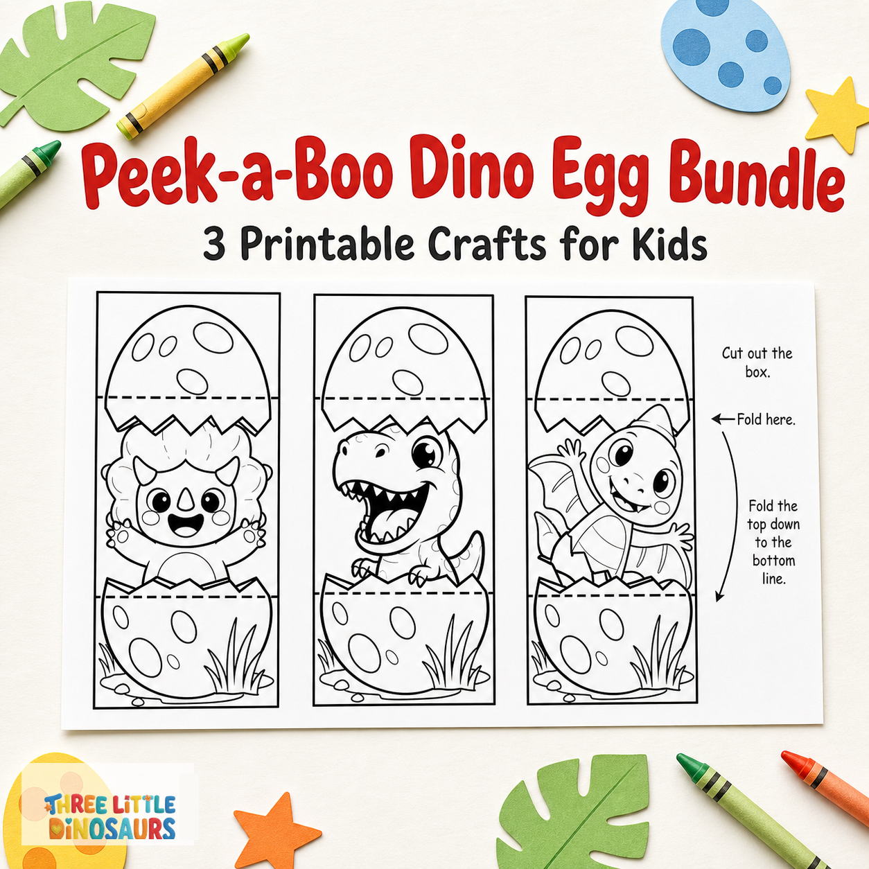 Peek A Boo Dinosaur Egg Bundle 3 Printable Crafts