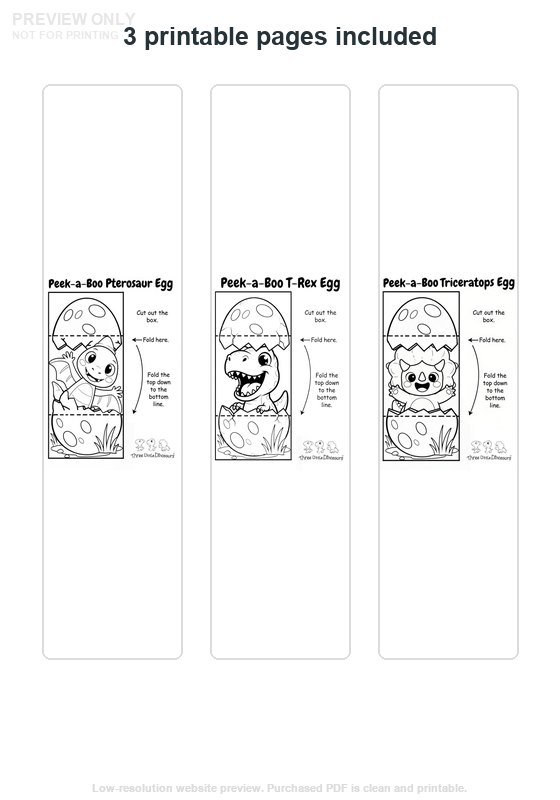 Low-resolution preview of Peek A Boo Dinosaur Egg Bundle 3 Printable Crafts