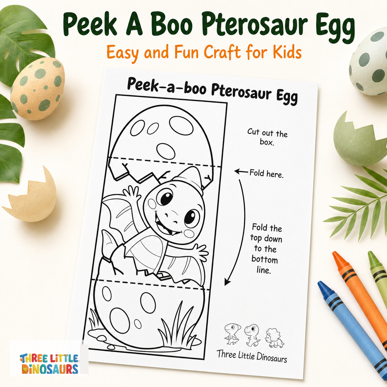 Peek A Boo Pterosaur Egg Printable Craft