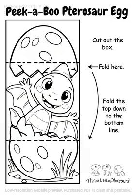 Low-resolution preview of Peek A Boo Pterosaur Egg Printable Craft