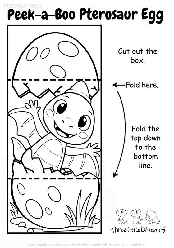 Low-resolution preview of Peek A Boo Pterosaur Egg Printable Craft
