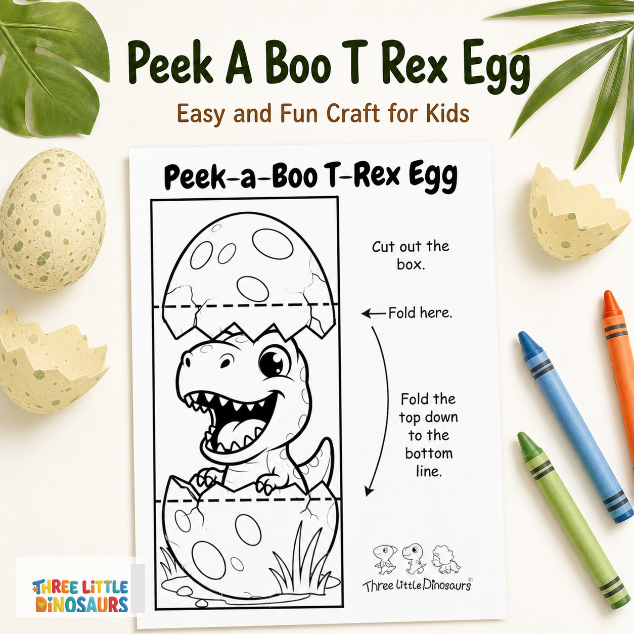 Peek A Boo T Rex Egg Printable Craft