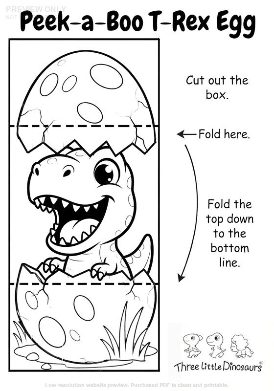 Low-resolution preview of Peek A Boo T Rex Egg Printable Craft