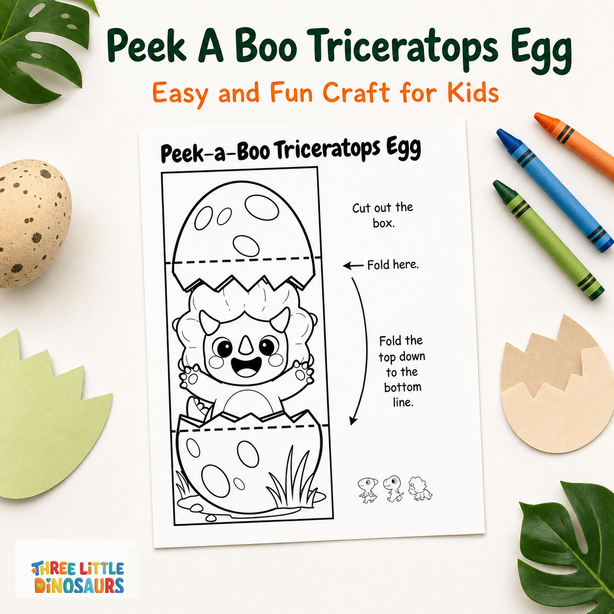 Peek A Boo Triceratops Egg Printable Craft