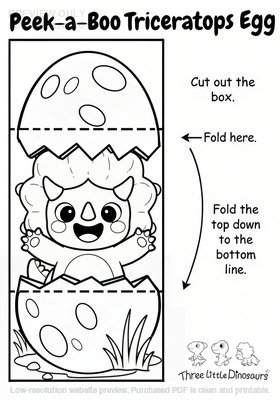 Low-resolution preview of Peek A Boo Triceratops Egg Printable Craft