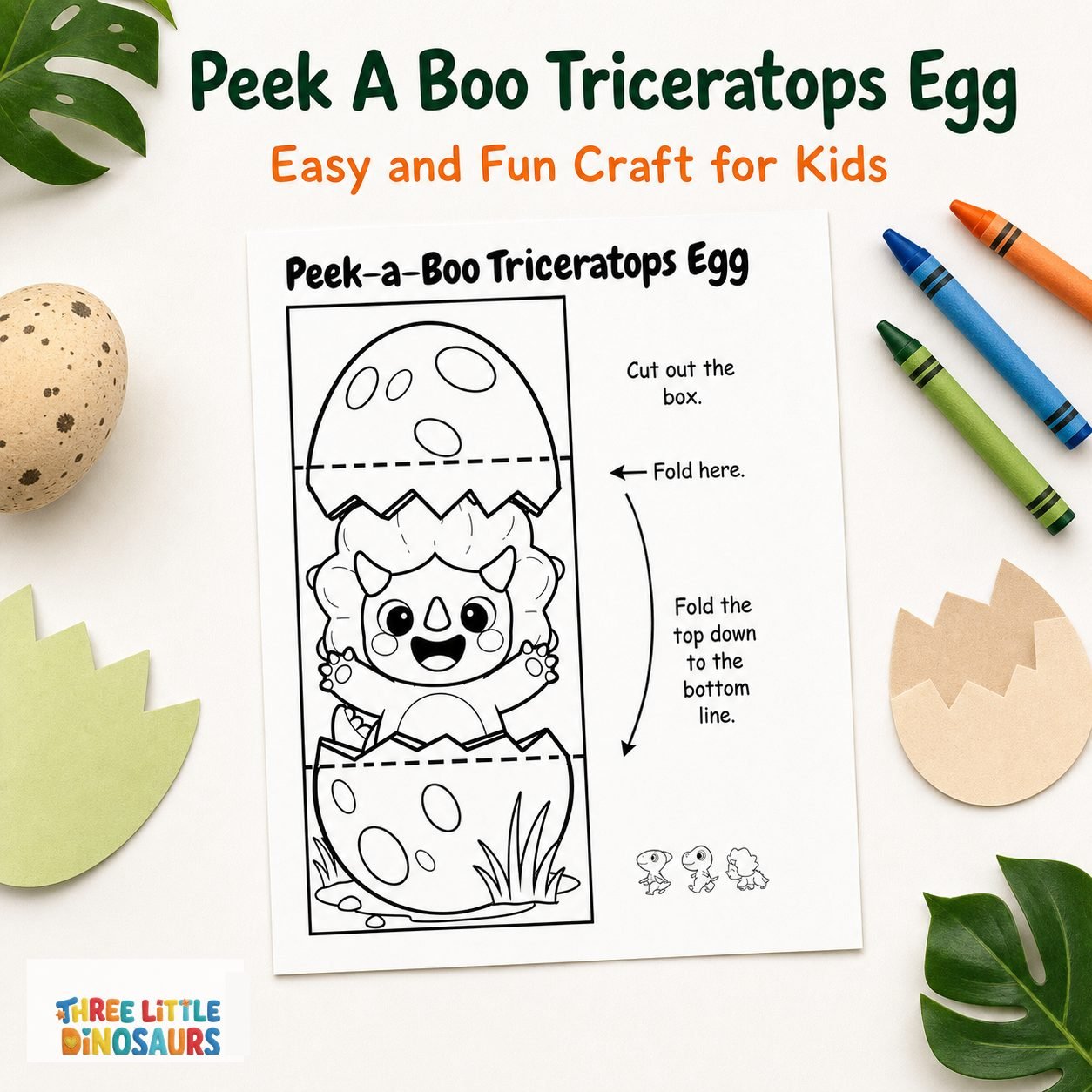 Peek-a-Boo Triceratops Egg printable craft product mockup