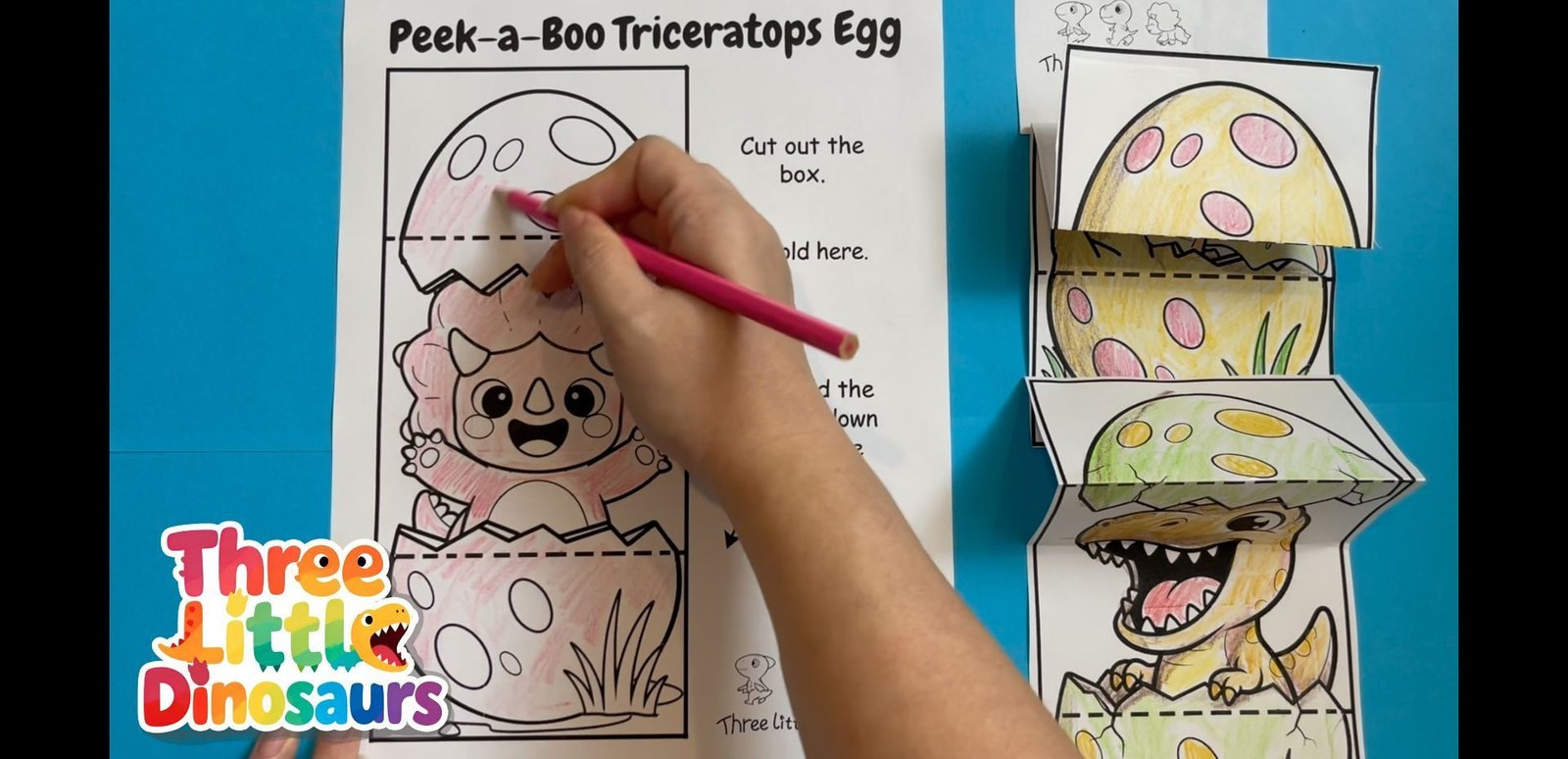 Color Rosie Tricera inside the printable dinosaur egg