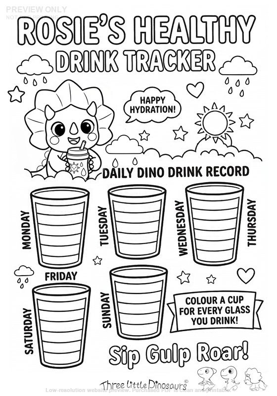 Low-resolution preview of Rosie's Healthy Drink Tracker Printable for Kids
