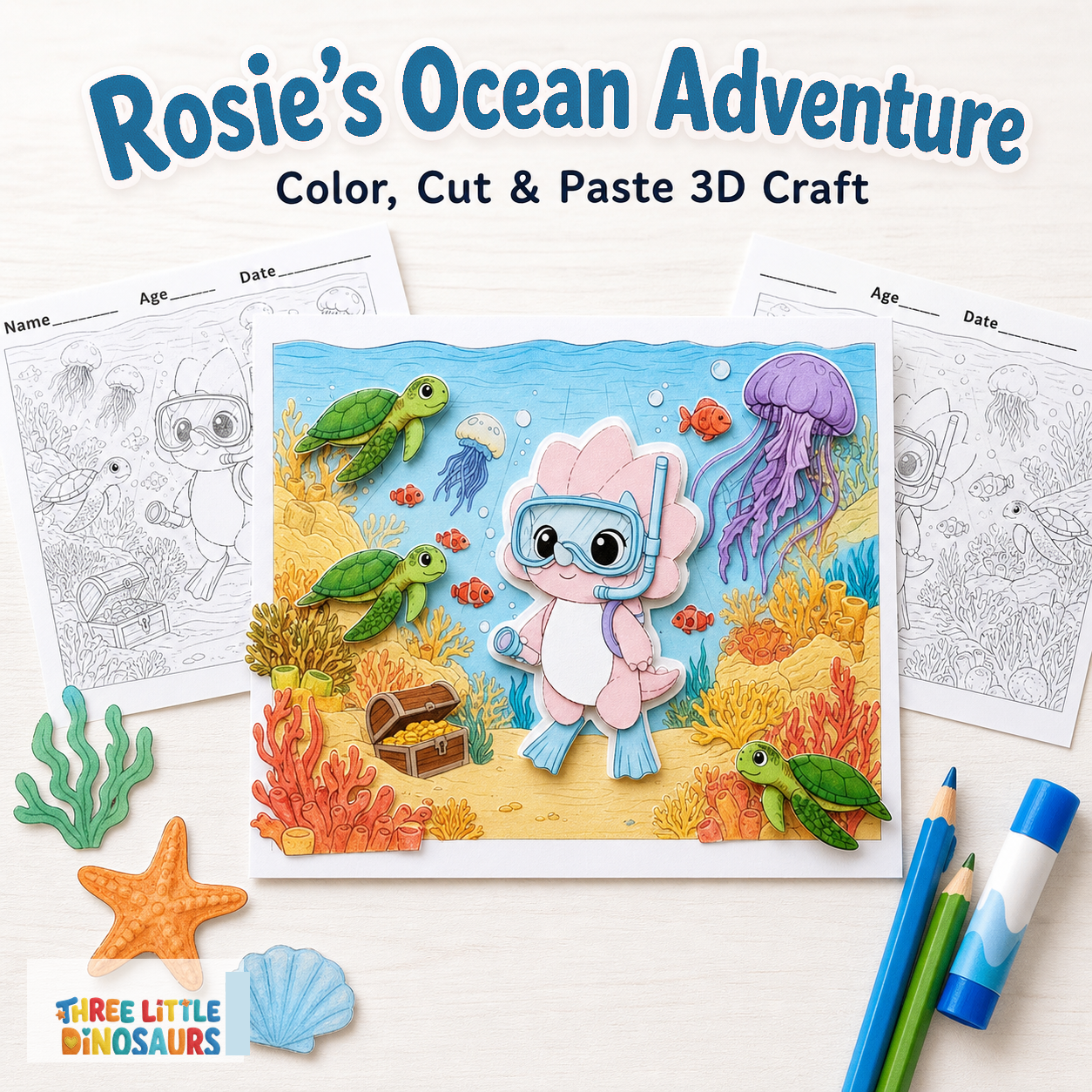 Rosie's Ocean Adventure 3D Color, Cut & Paste Craft