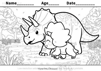 Low-resolution preview of Springtime Triceratops Coloring Page