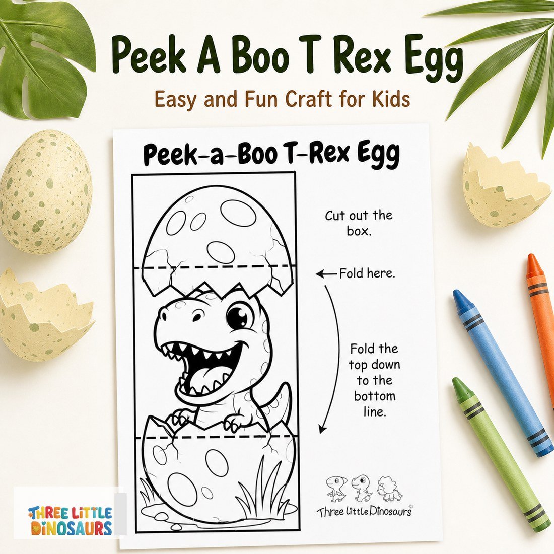 Peek-a-Boo T-Rex Egg printable craft product mockup