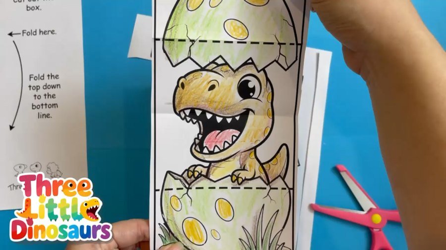 Finished Peek-a-Boo T-Rex egg craft ready to play