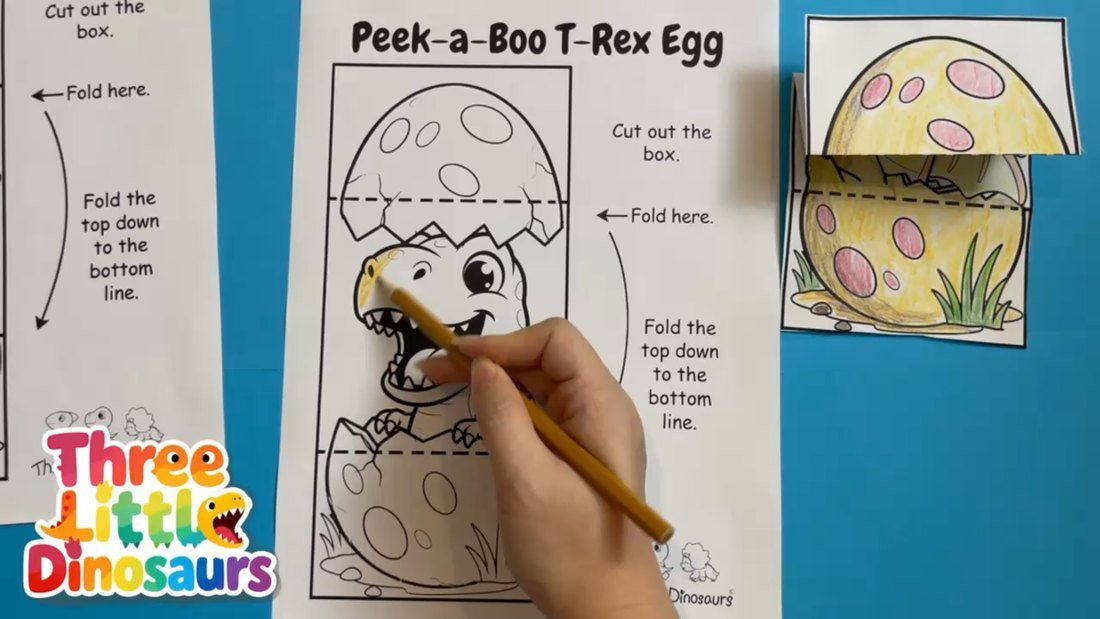 Color the T-Rex head on the printable craft