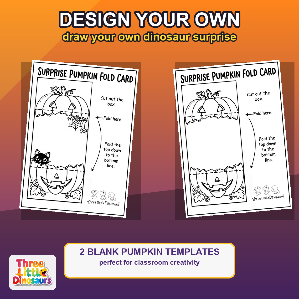 Design your own blank Halloween pumpkin surprise fold card templates